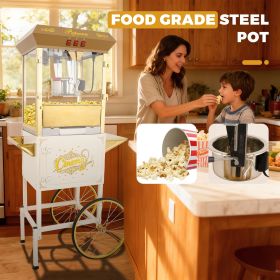 16Oz Commercial Popcorn Machine With Cart and 16 Oz Kettle , Movie Theater Popcorn Machine
