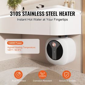 Electric Mini-Tank Water Heater 4-Gallon Tank, 1440W Hot Water Boiler Storage, Safety Temperature Pressure Valve Easy Install