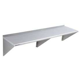 18" x 72" Stainless Steel Shelf, Wall Mounted Floating Shelving with Brackets, 500 lbs Load Capacity Commercial Shelves