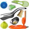 Kitchen Accessories Set (8-Piece) - Premium Cooking Utensils & Gadgets with Bamboo Dish Brush, Avocado Slicer, Garlic Press, Peeler