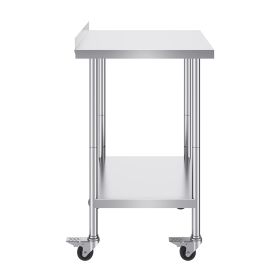 24 x 30 x 40 Inch Stainless Steel Work Table, Commercial Food Prep Worktable with Casters, Heavy Duty Prep Worktable