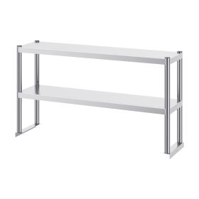 Double Overshelf, Double Tier Stainless Steel Overshelf, 12 x 72 Inch Double Deck Overshelf, Height Adjustable Overshelf Prep Work Table for Kitchen