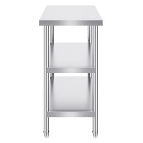 Stainless Steel Food Prep Table, 18 x 36 x 34 Inch Commercial Kitchen Worktable, with 2 Adjustable Undershelf