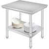 Stainless Steel Prep Table, 24 x 30 x 31 Inch, 700 lbs Load Capacity, Heavy Duty Metal Worktable with 3 Adjustable Height Levels