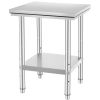 Stainless Steel Prep Table, 24 x 24 x 31 Inch, 700 lbs Load Capacity, Heavy Duty Metal Worktable with 3 Adjustable Height Levels