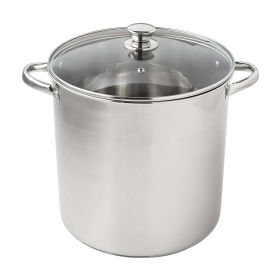 Stainless Steel 16-Quart Stock Pot with Glass Lid, Induction Compatible, Stainless Steel, Dishwasher Safe