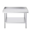 Stainless Steel Work Table, 30 x 36 x 26 Inch Commercial Food Prep Worktable, 3-Sided Backsplash Heavy Duty Prep Worktable