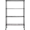 Storage Shelving Unit with Wheels, 4-Tier Adjustable, 700 lbs Capacity, Heavy Duty Garage Shelves Metal Organizer Wire Rack, Black