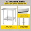 Stainless Steel Prep Table, 24 x 30 x 31 Inch, 700 lbs Load Capacity, Heavy Duty Metal Worktable with 3 Adjustable Height Levels