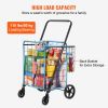Folding Shopping Cart, Jumbo Grocery Cart with Double Baskets, 360Â° Swivel Wheels, Heavy Duty Utility Cart