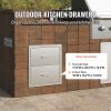 Outdoor Kitchen Drawers 17.8W x 20.2H x 12.2D Inch, Flush Mount Double BBQ Drawers Stainless Steel with Handle