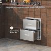 Outdoor Kitchen Drawers 17.8W x 20.2H x 12.2D Inch, Flush Mount Double BBQ Drawers Stainless Steel with Handle