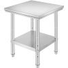 Stainless Steel Prep Table, 24 x 24 x 31 Inch, 700 lbs Load Capacity, Heavy Duty Metal Worktable with 3 Adjustable Height Levels