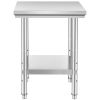 Stainless Steel Prep Table, 24 x 24 x 31 Inch, 700 lbs Load Capacity, Heavy Duty Metal Worktable with 3 Adjustable Height Levels