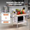 Stainless Steel Work Table, 24 x 28 x 26 Inch Commercial Food Prep Worktable, 3-Sided Backsplash Heavy Duty Prep Worktable