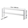 Double Overshelf, Double Tier Stainless Steel Overshelf, 12 x 72 Inch Double Deck Overshelf, Height Adjustable Overshelf Prep Work Table for Kitchen