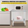 Stainless Steel Prep Table, 24 x 30 x 31 Inch, 700 lbs Load Capacity, Heavy Duty Metal Worktable with 3 Adjustable Height Levels
