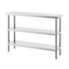 Stainless Steel Food Prep Table, 14 x 48 x 34 Inch Commercial Kitchen Worktable, with 2 Adjustable Undershelf