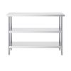 Stainless Steel Food Prep Table, 14 x 48 x 34 Inch Commercial Kitchen Worktable, with 2 Adjustable Undershelf
