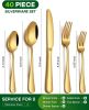 40-piece gold and silver cutlery set, 8-person stainless steel cutlery set, food-grade knives, forks and spoons.