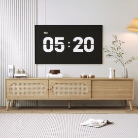 Boho TV Stand For TVs Up To 80'' , Modern Farmhouse Media Console, Entertainment Center With Solid Wood Legs, TV Cabinet For Living Room, Home Th (Option: NATURAL)