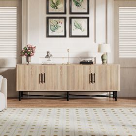 Functional 4-Door TV Cabinet  2 Storage Spaces, Adjustable Shelves, Ideal For Living Room Organization, Natural (Option: NATURAL)