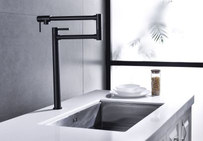 Pot Filler Faucet with Extension Shank (Color: Matte Black)