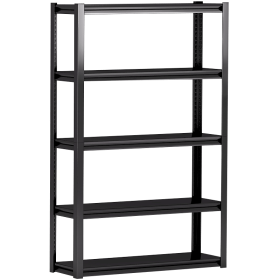 Adjustable 5 tier metal shelf, living room, bedroom, kitchen, garage, tool room (Color: black)