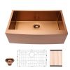 Lordear Gold Farmhouse Sink 16 Gauge Kitchen Sink Apron Front Single Bowl Rose Gold Stainless Steel Sink