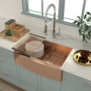 Lordear Gold Farmhouse Sink 16 Gauge Kitchen Sink Apron Front Single Bowl Rose Gold Stainless Steel Sink