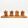 Premium Olive Wood Canister Set with Carved Storage Base - Elegant Countertop Kitchen Organizers for Spices, Tea, Coffee