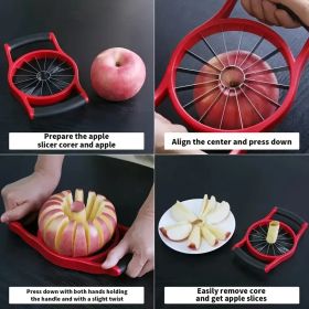 Apple Slicer Corer, Stainless Steel Upgrade 12 Sharp Apple Slicer Large, Ergonomic Plastic Handle Non-slip And Easy To Hold (Color: Black and red (labor-saving tool))